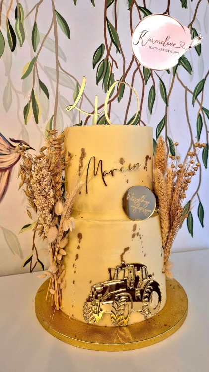 Dekor na męski tort - Traktor elegancki