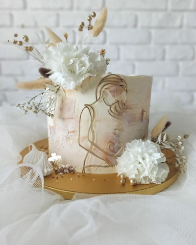 Dekor na tort na baby shower - Linearna kobieta w ciąży Ciężarna kobieta