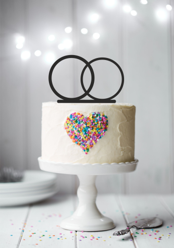 Topper ślubny na tort - Obrączki pierścionki na tort Topper obrączki zaręczynowe