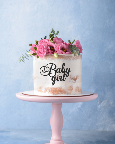 Dekor na tort na baby shower - napis Baby girl