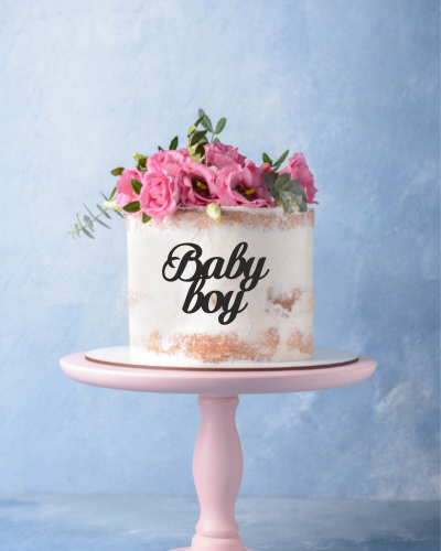 Dekor na tort na baby shower - napis Baby boy