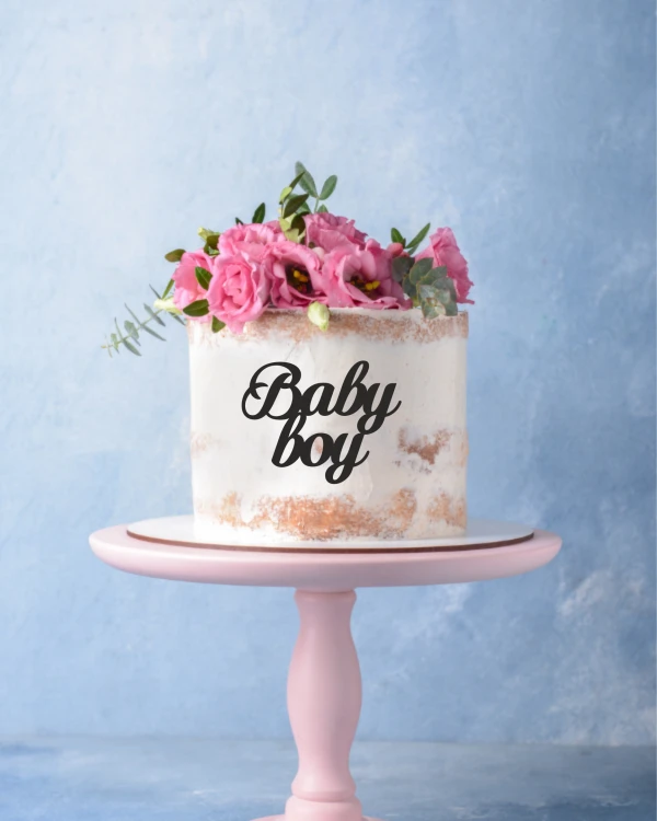 Dekor na tort na baby shower - napis Baby boy
