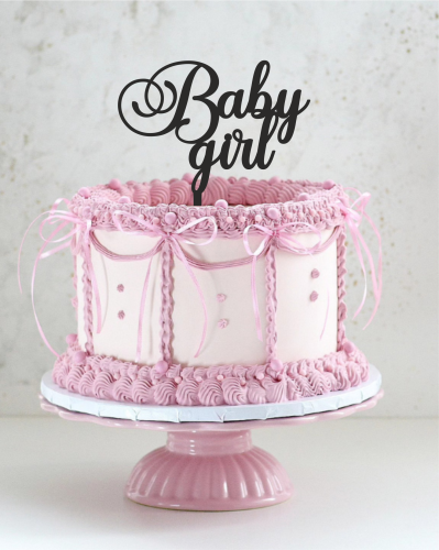 Topper na tort na baby shower - napis Baby girl