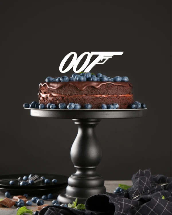 Topper na tort - agent symbol 007 pistolet