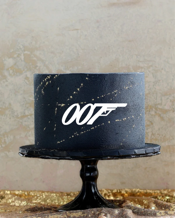 Dekor na tort - agent symbol 007 pistolet