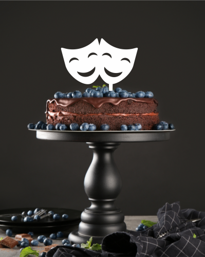 Topper na tort - Teatralna maska uśmiechnięta