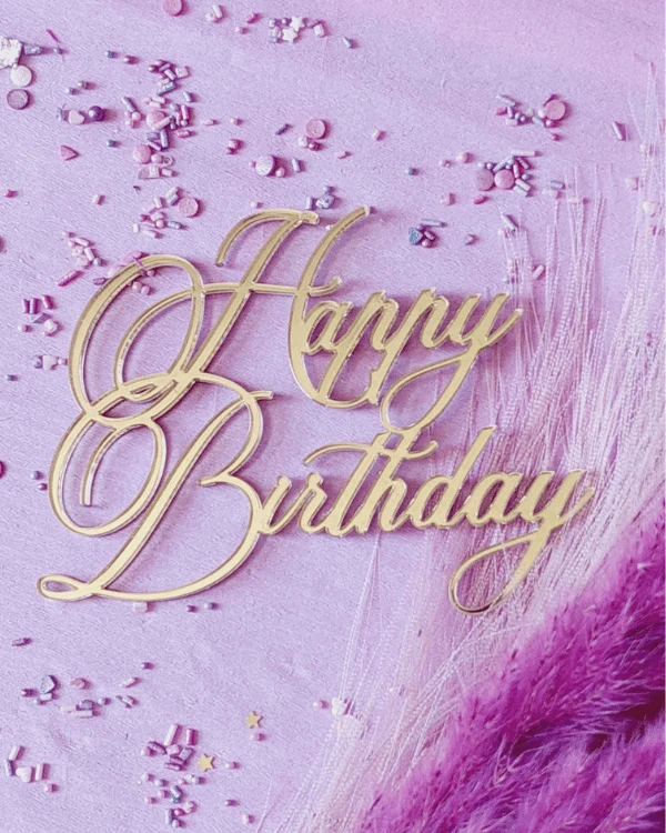 Dekor na tort - elegancki piękny napis Happy Birthday