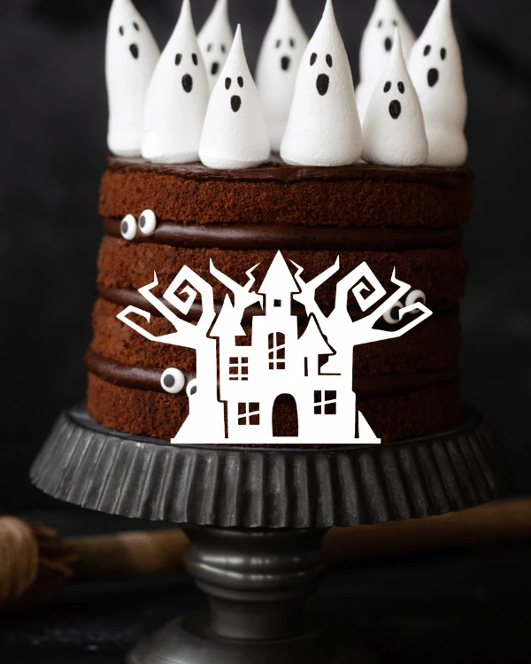 Dekor na tort na halloween - Straszliwy dom