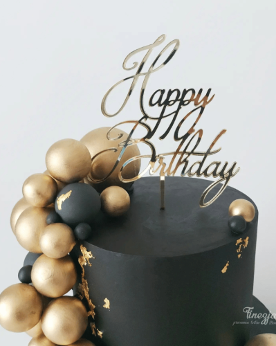 Topper urodzinowy na tort - Napis Happy Birthday dekoracyjny