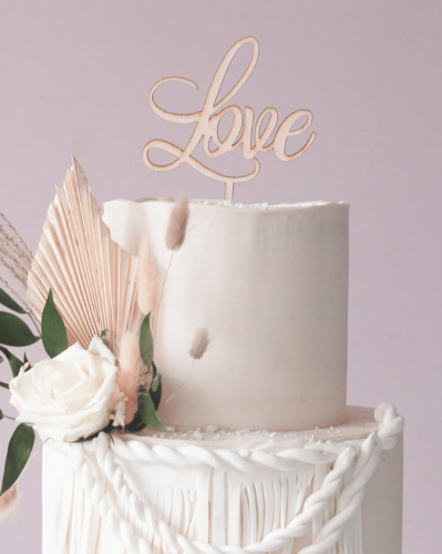 Topper ślubny na tort - Napis Love dekoracyjny