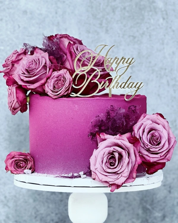 Topper urodzinowy na tort - elegancki piękny napis Happy Birthday