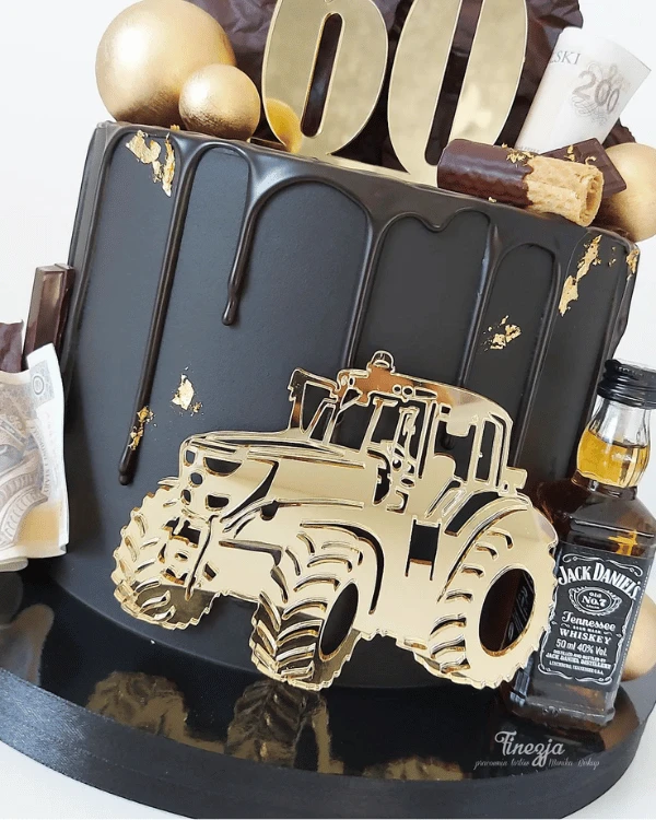 Dekor na męski tort - Traktor elegancki