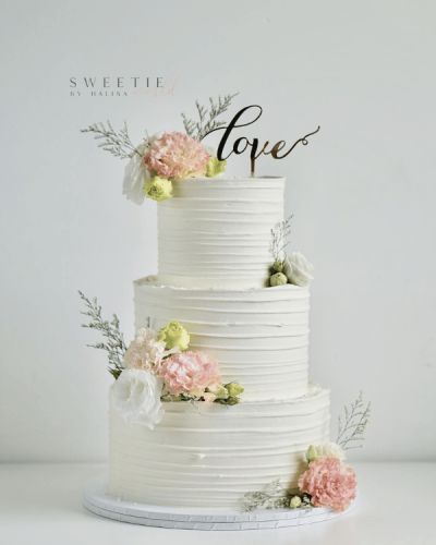 Topper ślubny na tort - Napis love delikatna elegancka czcionka