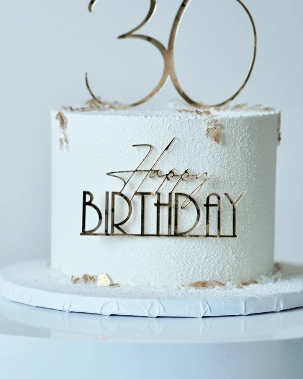 Dekor urodzinowy na tort - Happy Birthday elegancki napis