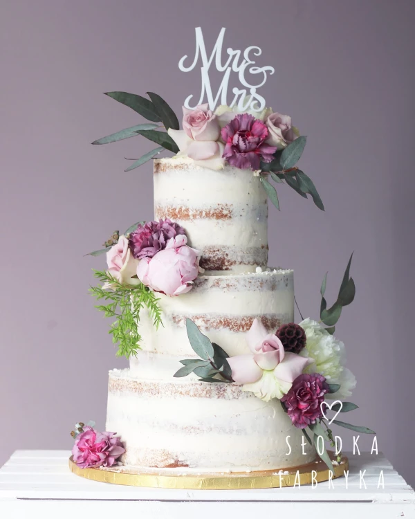 Topper ślubny na tort - Napis Mr&amp;Mrs prosty