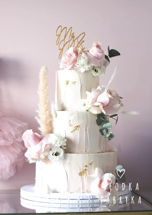 Topper ślubny na tort - Mr&amp;Mrs nowoczesna czcionka