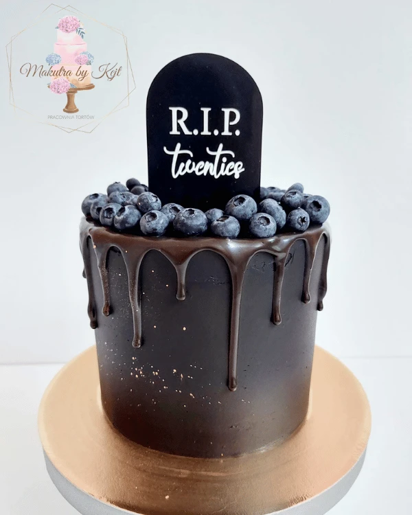 Topper urodzinowy na tort - Nagrobek RIP twenties