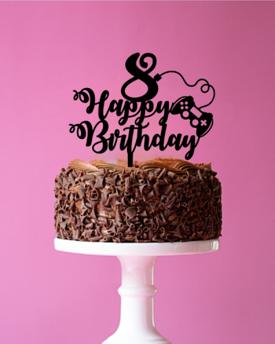 Topper na tort gamingowy - napis Happy Birthday z padem i liczbą.png