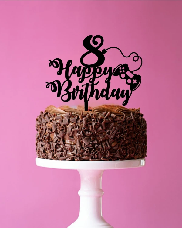 Topper na tort gamingowy - napis Happy Birthday z padem i liczbą.png