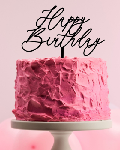Topper dekor urodzinowy na tort - delikatny napis Happy Birthday .png