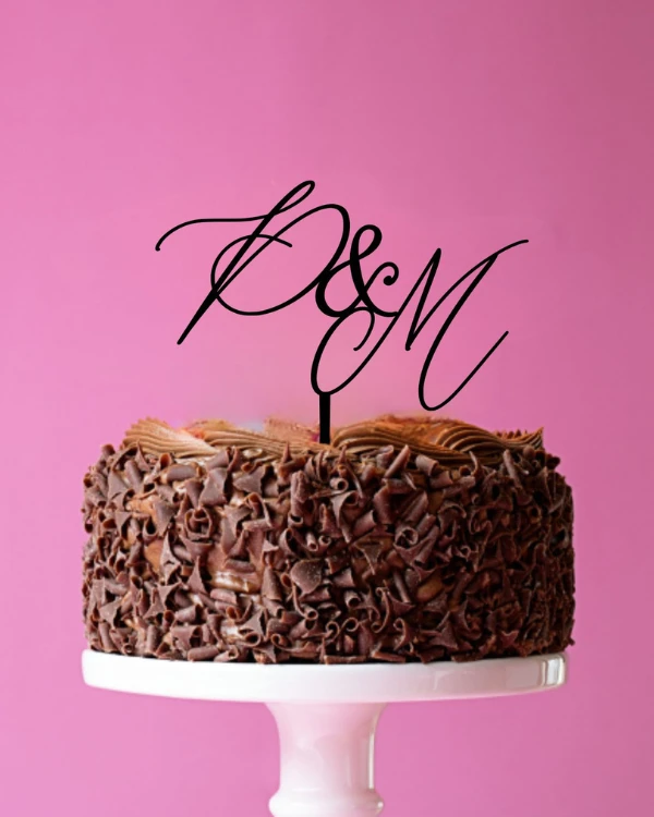 Topper dekor ślubny na tort - Inicjały delikatne.png