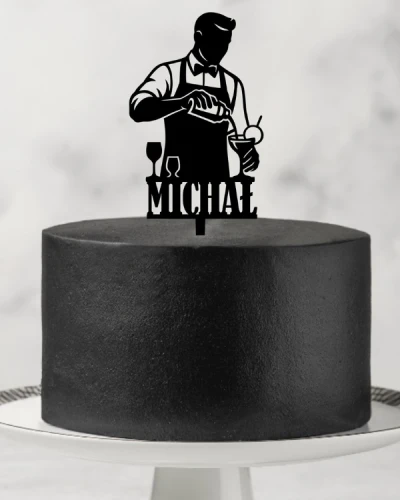 Topper dekor na tort - Barman z imieniem Topper na tort dla barmana.png