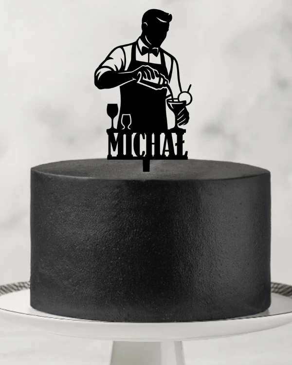 Topper dekor na tort - Barman z imieniem Topper na tort dla barmana.png