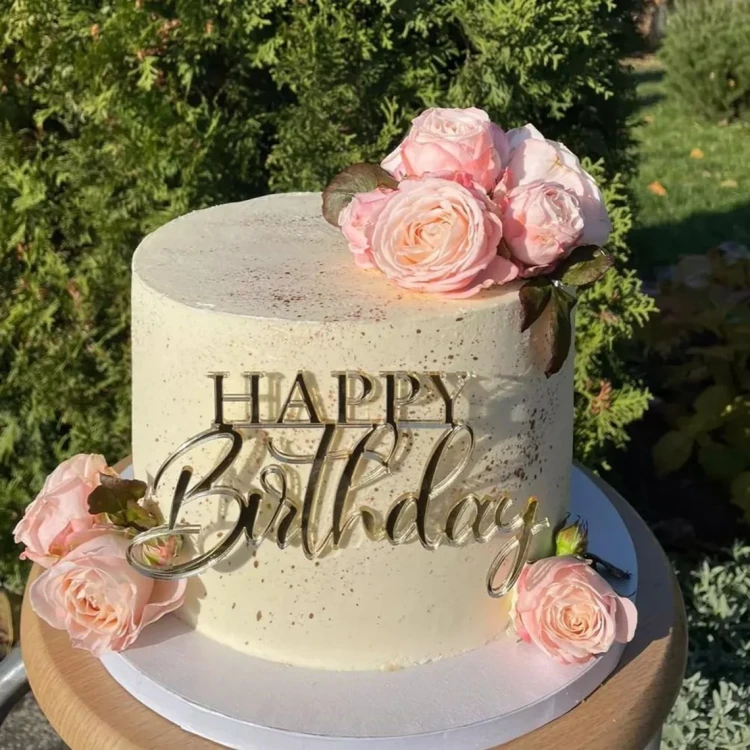 Dekor urodzinowy na tort - napis Happy Birthday klasyczny