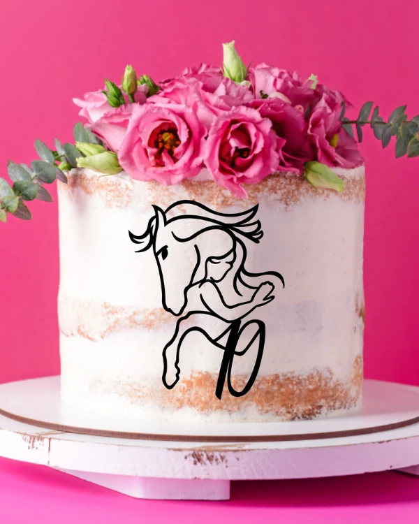 Dekor linearny na tort - Dziewczynka z koniem i liczbą Koń i dziewczynka.png