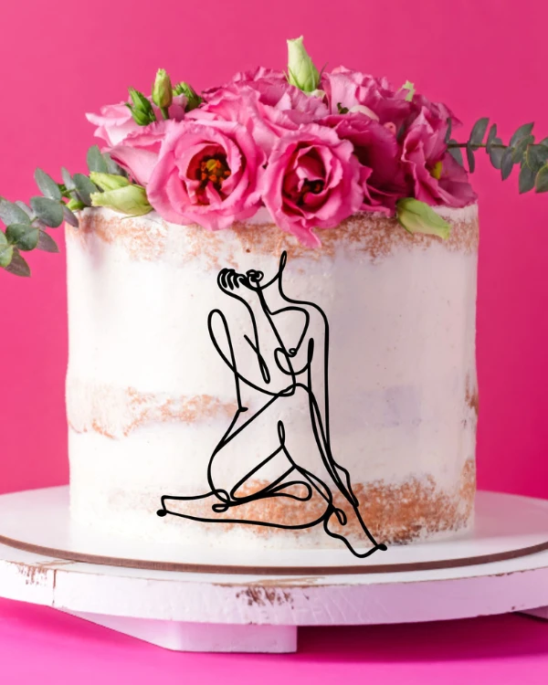 Topper dekor linearny na tort - Siedząca kobieta.png