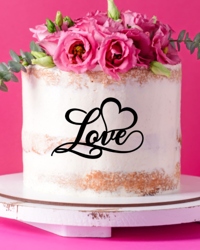 Topper dekor ślubny na tort - elegancki napis Love z serduszkiem.png