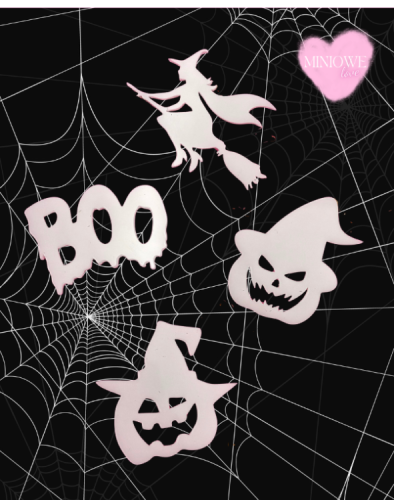 Zestaw straszliwych dekorów na Halloween - Wiedźma, Boo, Straszliwe dynie.png