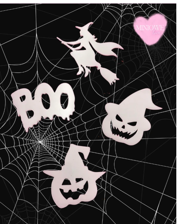 Zestaw straszliwych dekorów na Halloween - Wiedźma, Boo, Straszliwe dynie.png