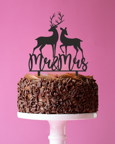 Topper ślubny na tort - Jeleń i łania + Mr&amp;Mrs.png