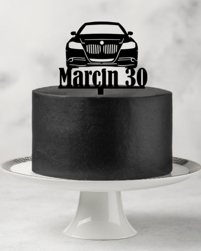 Topper na tort Auto eleganckie Imię liczba