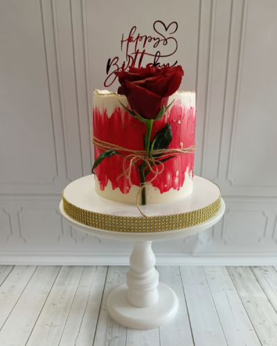 Topper Happy Birthday fikuśne + serduszko Alina Butkiewicz