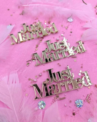 "Just Married" zestaw 3 dekorów do BENTO cake (1)