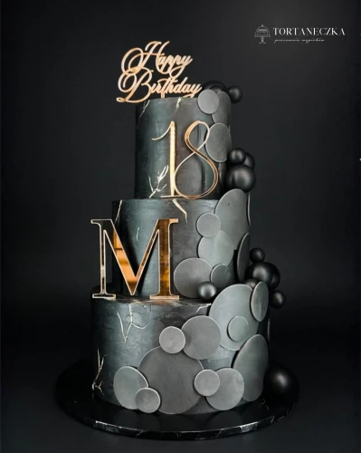 Topper urodzinowy na tort - elegancki piękny napis Happy Birthday