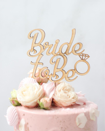 topper na tort bride to be z pierścionkiem