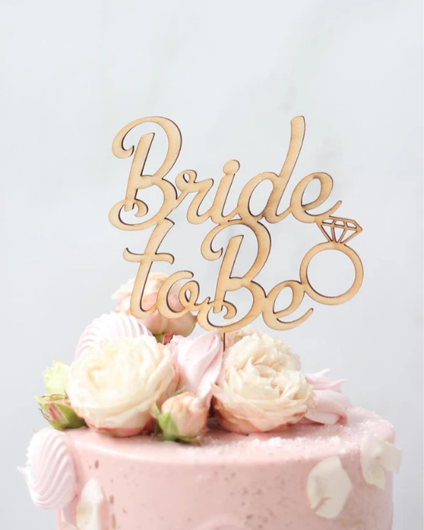 topper na tort bride to be z pierścionkiem