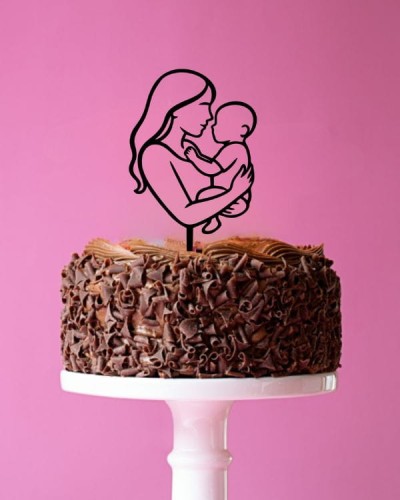 Topper dekor linearny na tort Mama z dzieckiem.jpg