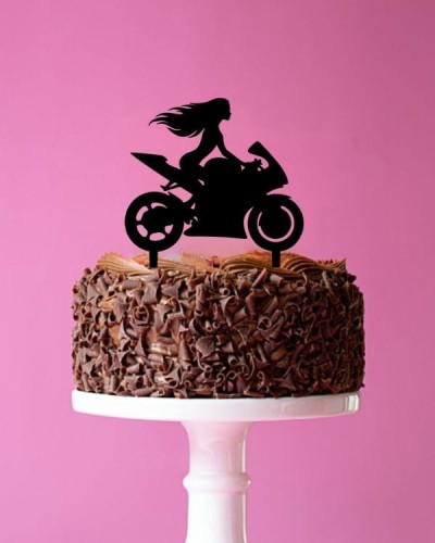 Topper dekor na tort Kobieta na motorze Kobieta i motocykl.jpg