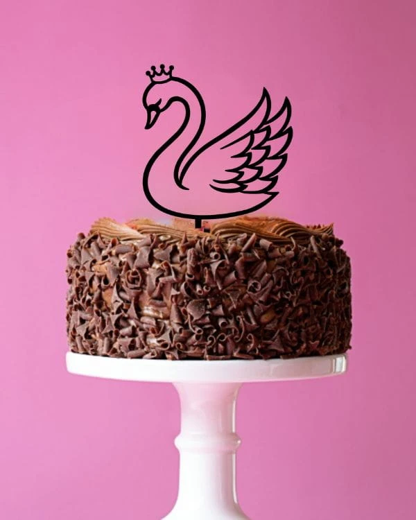 Topper dekor na tort Łabędź z koroną.jpg