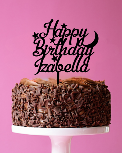 Topper dekor na tort Happy Birthday z imieniem + księżyc i gwiazdki.png