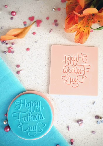 Dekoracyjny stempel na ciasta / babeczki - napis Happy Father's Day na Dzień taty