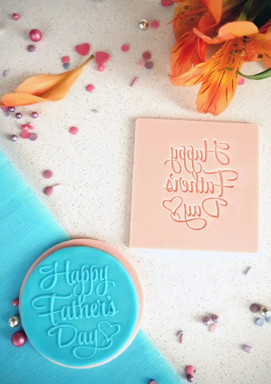 Dekoracyjny stempel na ciasta / babeczki - napis Happy Father's Day na Dzień taty