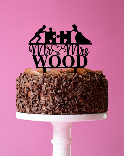 Topper ślubny na tort Para młoda PUZZLE MR&amp;Mrs z Nazwikiem.png
