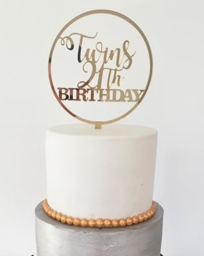 Happy th Birthday + imię w obręczy Słodki Bzik
