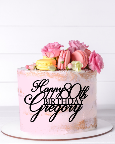 Topper / dekor na tort "Happy + liczba + th + Birthday + imię