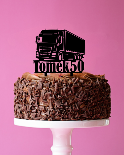 Topper dekor na tort Ciężarówka TIR + Imię i liczba.png
